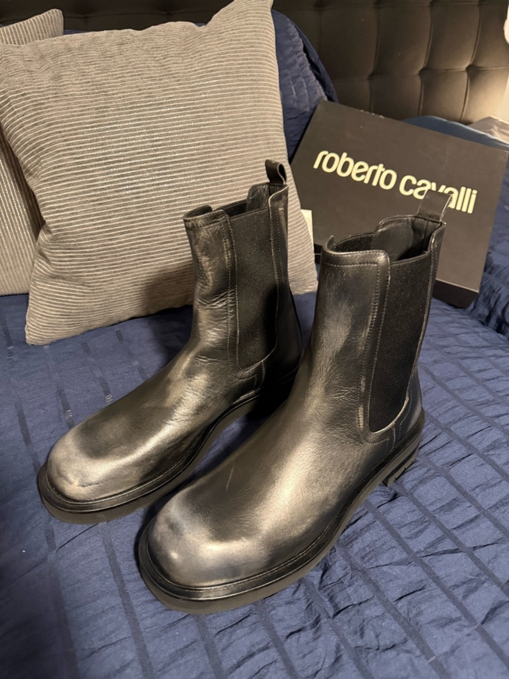 Roberto Cavalli Men’s Black Leather Boots